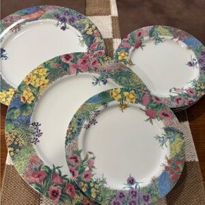 Vintage (Set of 3 dinner plates & 4 salad plates) Nikko Secret Garden china